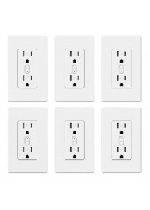 Smart Wall socket, 2.4GHz Wi-Fi smart socket compatible,6 Pack（white ）